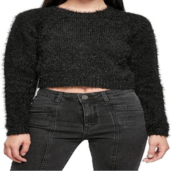 Bycorpus Cropped Black Fuzzy Sweater - Size XS - Picture 2 of 6